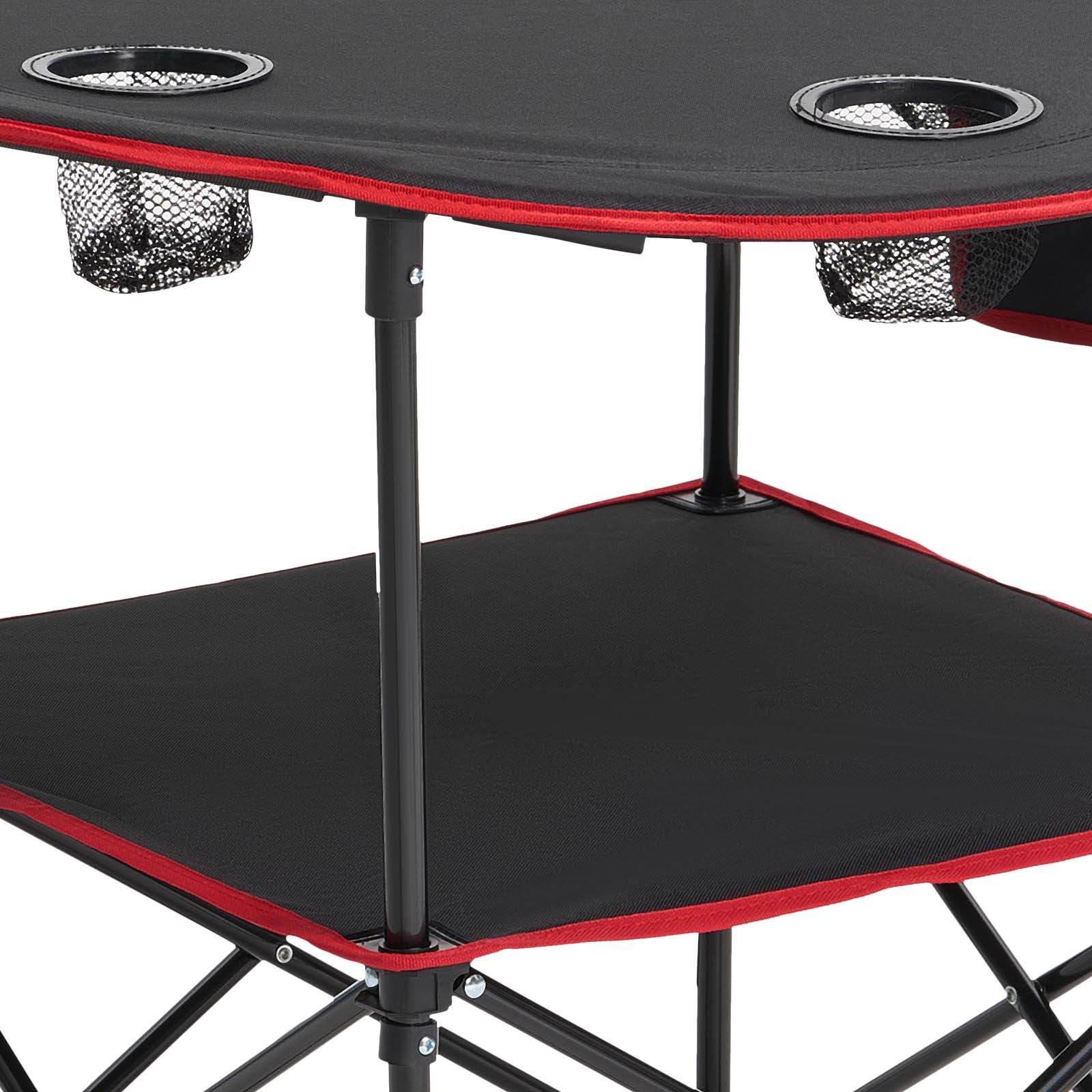 Folding Portable Camping Table Oxford Outdoor Picnic RoundTable 4 Cup Holders_voghion.com